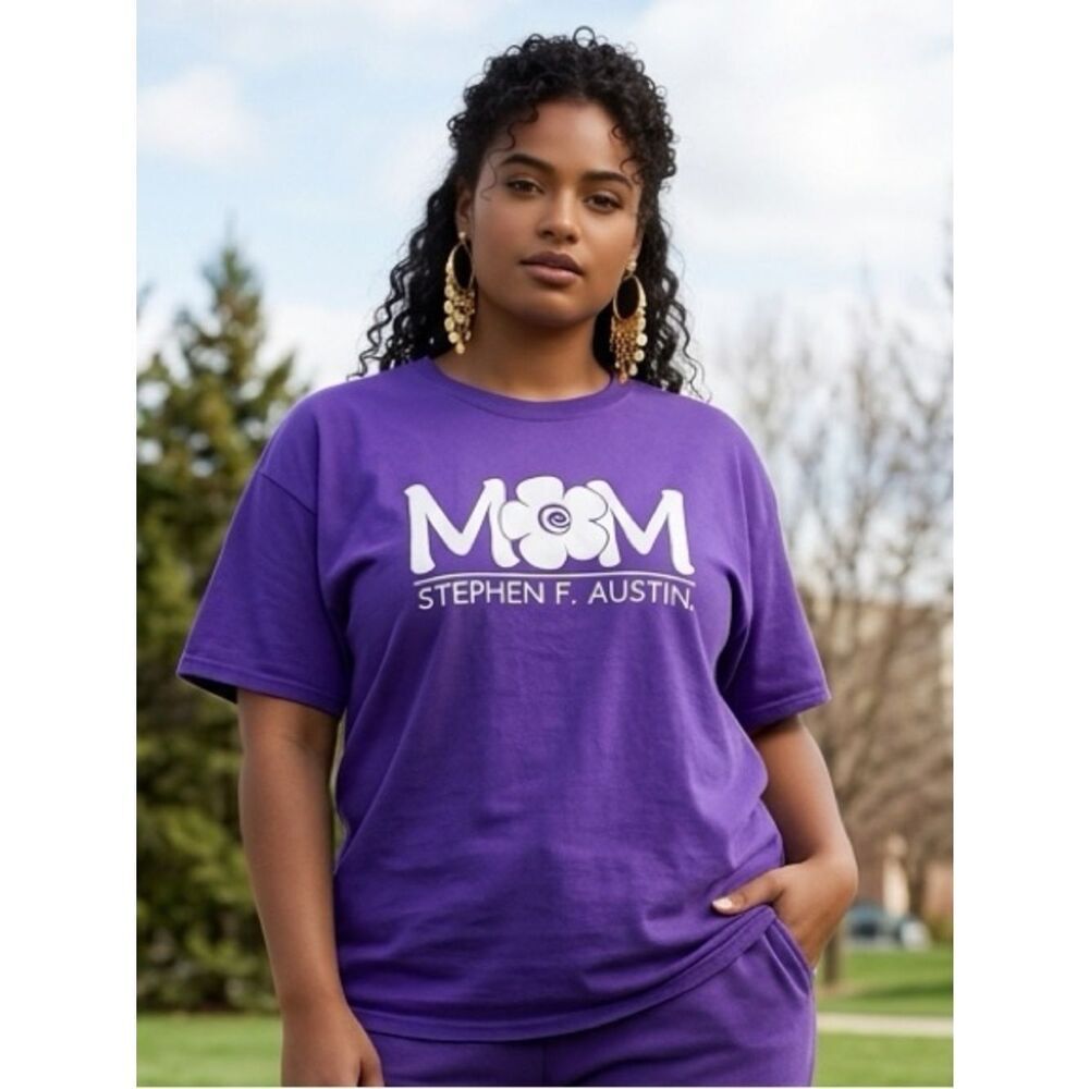 EUC Gildan Plus Size Purple Stephen F Austin University MOM Graphic Tee Shirt 3X